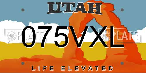 075VXL Utah License Plate