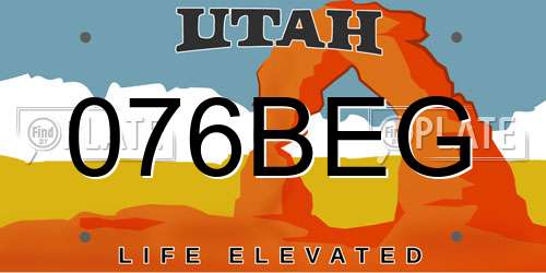 076BEG Utah License Plate
