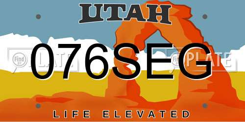 076SEG Utah License Plate