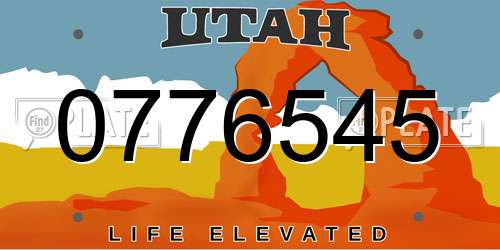 0776545 Utah License Plate