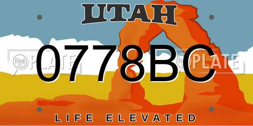 0778BC Utah License Plate