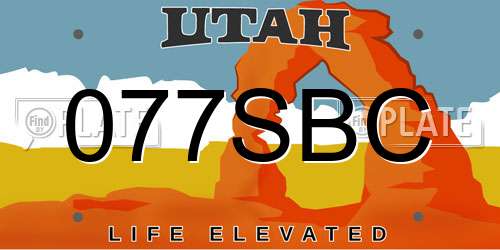 077SBC Utah License Plate