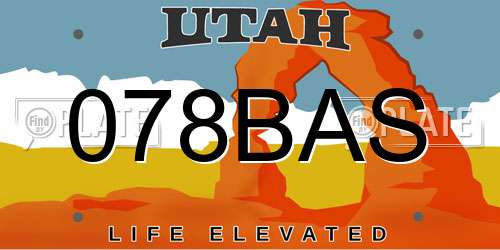 078BAS Utah License Plate