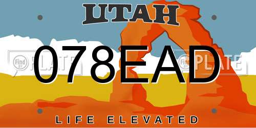 078EAD Utah License Plate