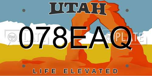 078EAQ Utah License Plate