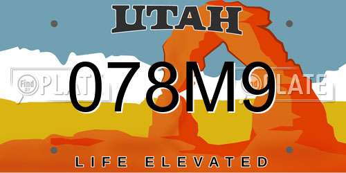 078M9 Utah License Plate
