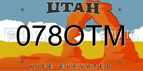 078OTM Utah License Plate