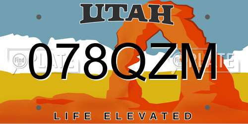 078QZM Utah License Plate