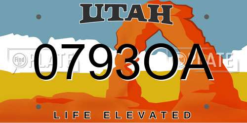 0793OA Utah License Plate