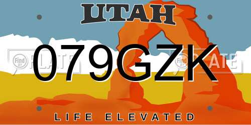 079GZK Utah License Plate