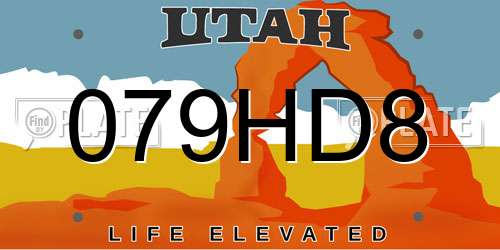 079HD8 Utah License Plate