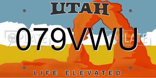 079VWU Utah License Plate