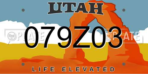 079Z03 Utah License Plate