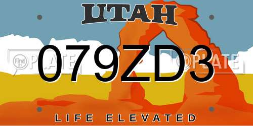 079ZD3 Utah License Plate