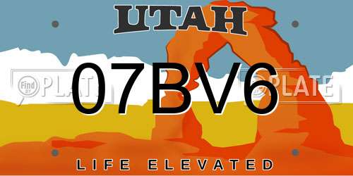 07BV6 Utah License Plate
