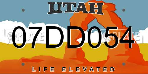 07DD054 Utah License Plate