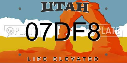 07DF8 Utah License Plate