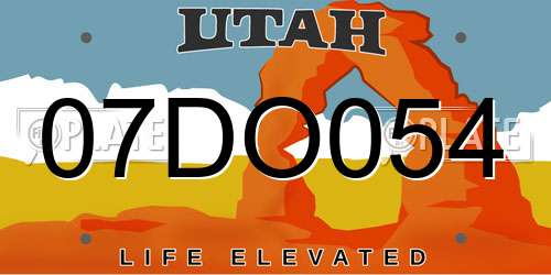 07DO054 Utah License Plate