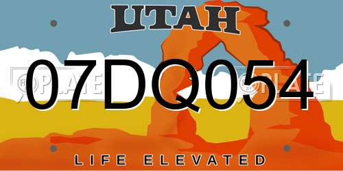 07DQ054 Utah License Plate