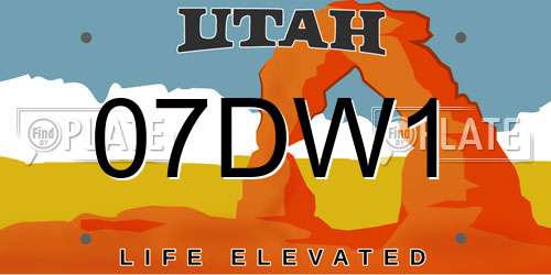 07DW1 Utah License Plate