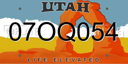 07OQ054 Utah License Plate