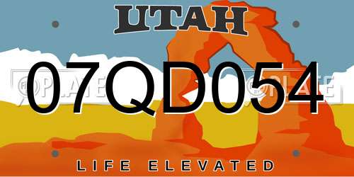 07QD054 Utah License Plate