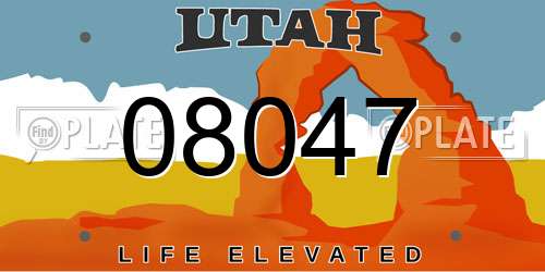 08047 Utah License Plate
