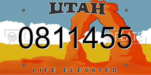 0811455 Utah License Plate