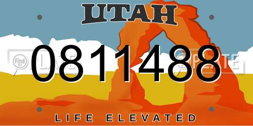 0811488 Utah License Plate