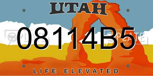 08114B5 Utah License Plate