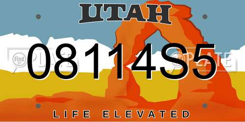 08114S5 Utah License Plate