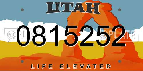 0815252 Utah License Plate