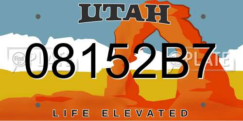 08152B7 Utah License Plate