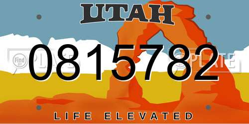0815782 Utah License Plate