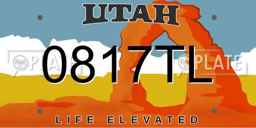 0817TL Utah License Plate