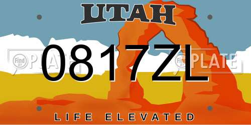 0817ZL Utah License Plate