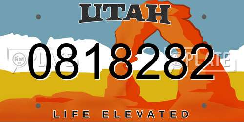 0818282 Utah License Plate