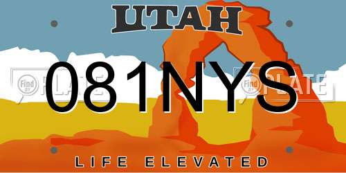 081NYS Utah License Plate