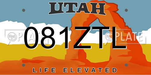 081ZTL Utah License Plate
