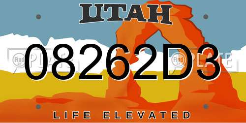08262D3 Utah License Plate