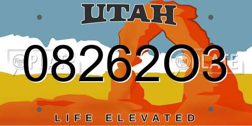 08262O3 Utah License Plate