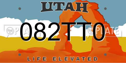 082TT0 Utah License Plate