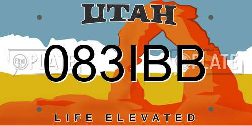 083IBB Utah License Plate
