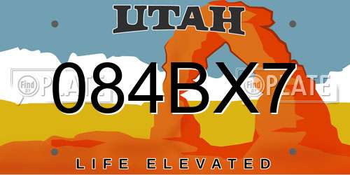 084BX7 Utah License Plate