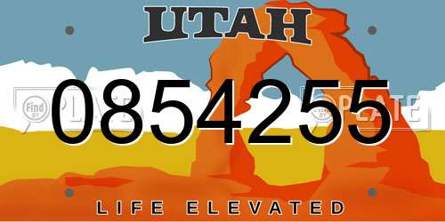 0854255 Utah License Plate