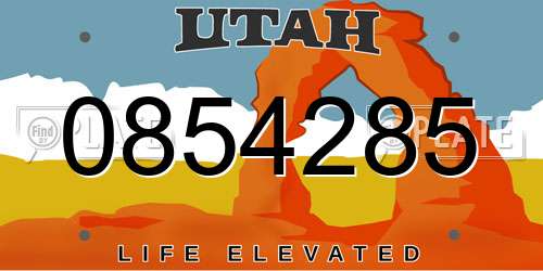 0854285 Utah License Plate