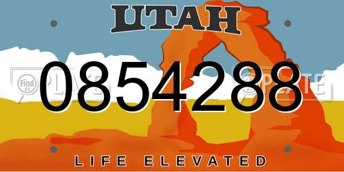0854288 Utah License Plate