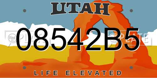 08542B5 Utah License Plate