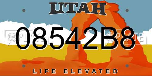 08542B8 Utah License Plate