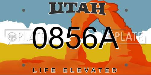 0856A Utah License Plate